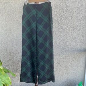Lauren Ralph Lauren Plaid Wide Leg Pants in Green and Black